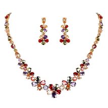 Weiman Jewelry Sparkling Multi-Color Cubic Zirconia CZ Crystal Flower Necklace a - £45.64 GBP