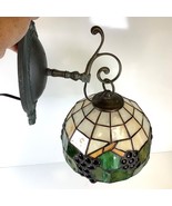 Stained Glass Hanging Electric Wall Sconce Grapes Metal Bracket  Deco Mi... - $1,205.36 MXN