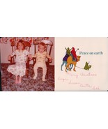 Brother &amp; Sister Wearing PJs Setting In Chairs For Christmas Greeting Ca... - £3.90 GBP