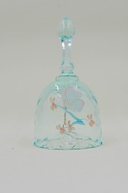 Fenton Hand Painted Butterfly Blue Oval Glass Bell Diamond Optic Signed - £19.80 GBP