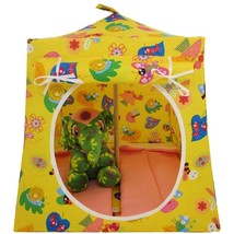 Yellow Toy Play Pop Up Doll Tent, 2 Sleeping Bags, Springtime Print Fabric - £19.94 GBP