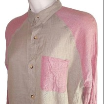 NEW- KOTO Men&#39;s XS, Long Sleeve Light Brown &amp; Pink Coral Shirt, (Retail ... - £23.26 GBP