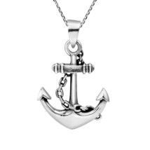Sturdy Chains Nautical Anchor .925 Sterling Silver Pendant Necklace - £24.70 GBP