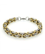 Mens Gold Silver Stainless Steel Byzantine Chain Bracelet 9in 8mm - £18.32 GBP
