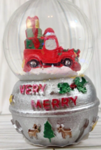 Mini Christmas Snowglobe Truck Very Merry Tree Water Globe Colorful Reindeer Red - £9.59 GBP