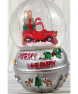 Mini Christmas Snowglobe Truck Very Merry Tree Water Globe Colorful Rein... - £9.56 GBP
