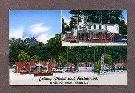 Vintage Postcard Colony Motel Restaurant and Motel Florence SC Unused New - $5.99