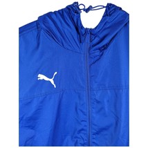 Mens Puma Hooded Rain Jacket Royal Blue Coat Size Large L Fleece Lined - £44.06 GBP