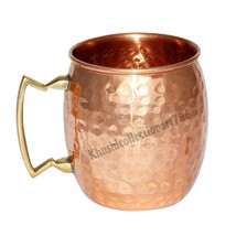 Pure Copper Hammered Moscow Mule Mug Brass Handle Ayurveda Health Benefits 500ML - £10.58 GBP