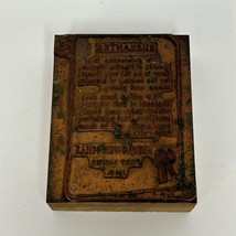 Vintage Letterpress Printing Block Guarantee Mayflower Mills Fort Wayne ... - $15.12