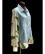 Elegant Denim and Floral Ladies Dressy Casual Blousr - $132.00