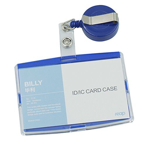 Bluemoona One Set - Hard Plastic ID Card Holder Horizontal Credit Cards And Badg