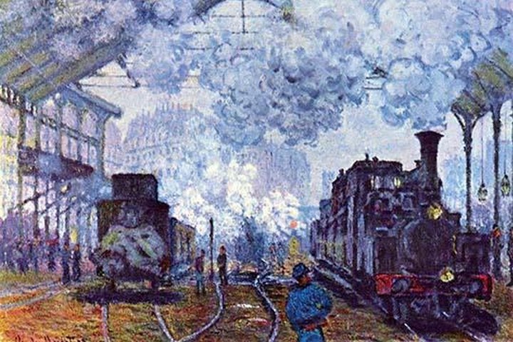 Saint Lazare Station in Paris, Arrival of a Train by Claude Monet - Art Print - $21.99 - $196.99