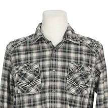 Buckle Black Athletic Fit Check Plaid Long Sleeve Western Shirt Snaps Me... - £23.60 GBP