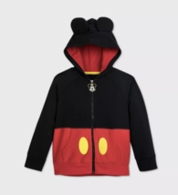  Disney Mickey Mouse Ears Zipper Hoodie With Pockets 4, 5-6, 7-8 NWT (P) - £23.05 GBP