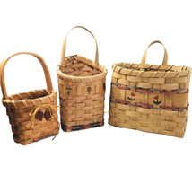 3 Vintage Wicker Wall Hanging Basket/Pocket Cottage Core, 1 is Signed, Unbranded - £29.88 GBP