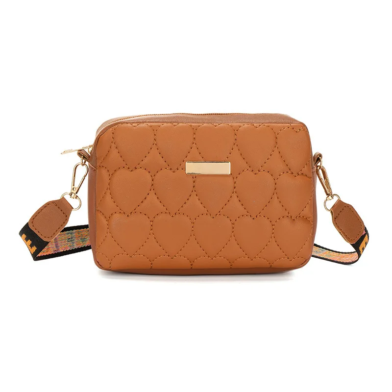 Women&#39;s Heart Lattice Embroidery Square Bag PU leather Messenger Bag Fashion Lad - £12.57 GBP