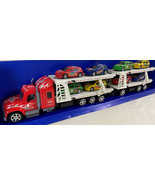 TRUCK: SUPERIOR 18 WHEELER W/DOUBLE TRAILERS : 8 MULTI COLOR CARS NEW IN... - £15.64 GBP
