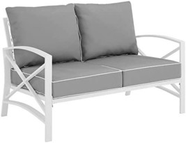 Afuera Living Taditional Patio Loveseat In Gray And White - £341.66 GBP