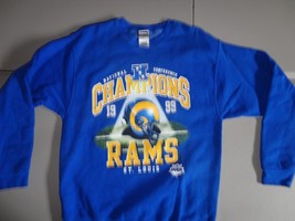 NFL Vintage 99 SB34 St. Louis Rams Screen  90-10 Blue Crew Sweatshirt Fits Men M - £28.72 GBP