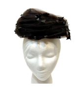 Antique Vintage Dorothy Womens Brown Fancy Church Hat Tulle Floral Sequins - $19.58