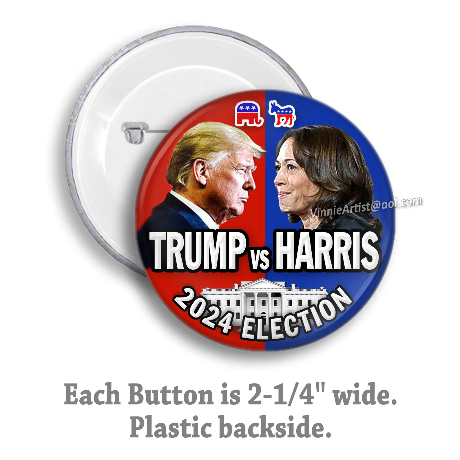 Harris Trump Election BUTTON Pin Pinback Badge Collectible Election Coll... - $74.89 MXN