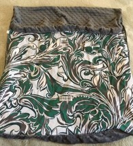 Car Seat Canopy Boys 2 Sided Gray Minky Fleece Green White Leaves Floral - £9.79 GBP