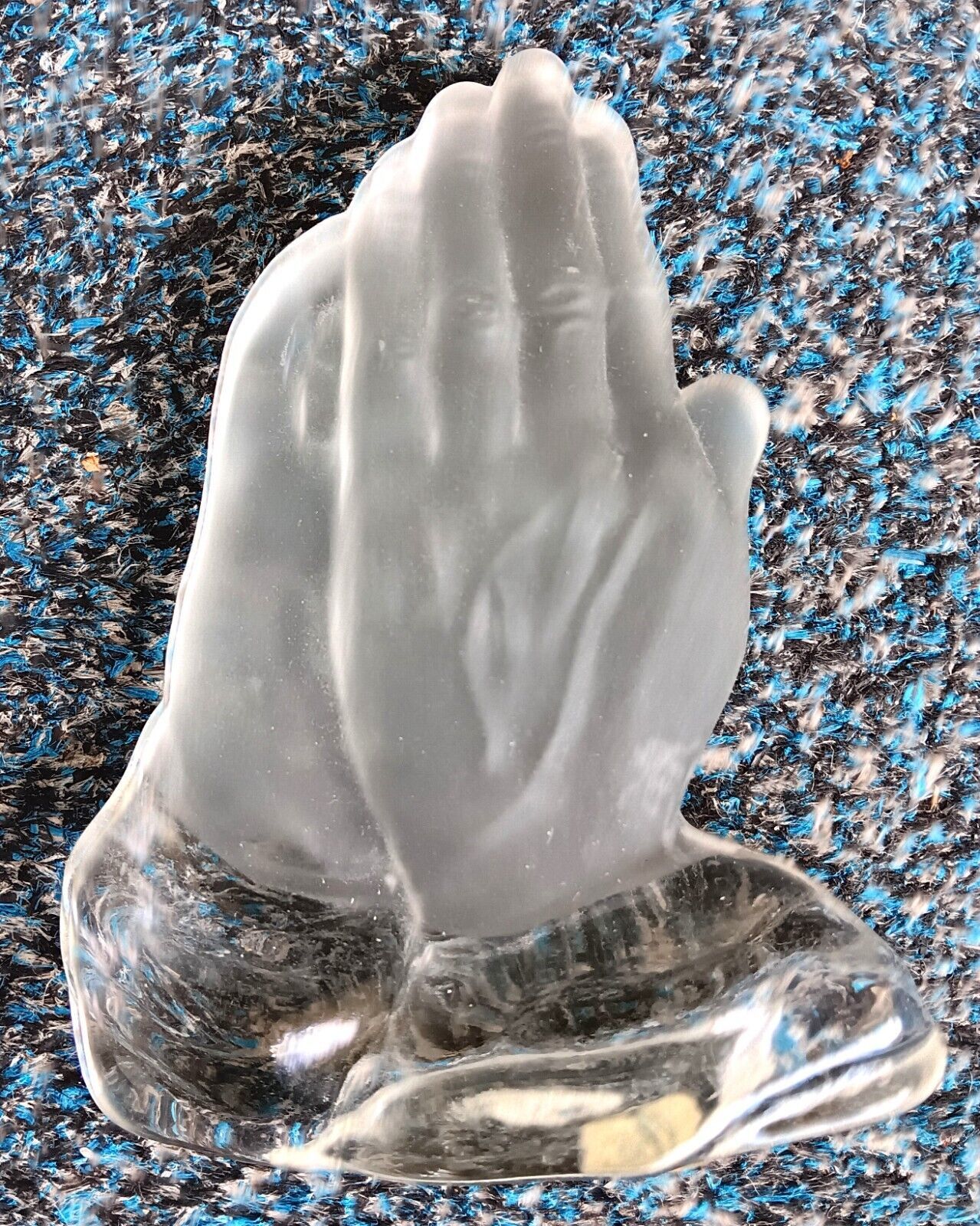 Vintage Viking Frosted Glass Praying Hands Figure with Label Religious B... - £12.27 GBP