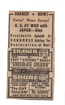 VINTAGE 1941 World War II / Chocolate Soldier Newspaper Advertisement - $19.79