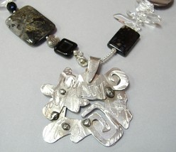 Abstract One Of A Kind Pendant Unique Stainless Steel Handcrafted  - £35.20 GBP