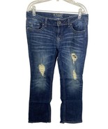 Runway Refuge Jeans Distressed Denim Size 12S 12P Bootcut Y2K Stretch Fit - $35.25