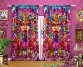 Psychedelic Medusa Curtains, Trippy Trance Party Decor, Window Drapes, S... - £131.09 GBP