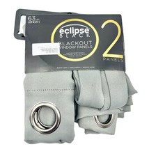 Eclipse Set of 2 Steel Gray Grommet Blackout Window Panels 37x63 New - $21.78