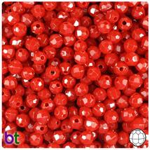 BeadTin Red Opaque 6mm Faceted Round Plastic Craft Beads (600pcs) - $2.59