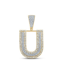 10kt Two-tone Gold Mens Round Diamond Initial U Letter Charm Pendant 3/4 Cttw - £702.40 GBP