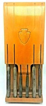 Vintage Ekco Flint Arrowhead Vandadium 6-Knife Set in Hanging Block EUC - £31.69 GBP