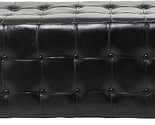 Deco 79 Teak Wood Tufted Upholstered Leather Bench, 48&quot; x 19&quot; x 19&quot;, Black - $1,129.99