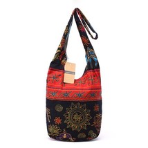 Women Vintage Shoulder Bag Mochila Retro Weave Fabric Messenger Bag Bohemian Sty - £37.57 GBP