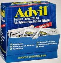 NIB ADVIL TABLETS 200mg. 50 X 2 tablet Packets 100 total Pain Exp 2/2026 - $17.09