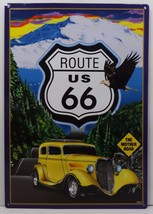 Route US 66 The Mother Road Hot Rod Car Metal Sign - £11.72 GBP