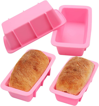 BAKER DEPOT Silicone Mini Bread Loaf Pans for Baking Nonstick Small Toast Cake B - £11.00 GBP