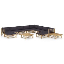 vidaXL Bamboo Garden Lounge Set - Modular Dark Grey Design - $28,152.46 MXN