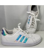 Adidas Superstars White Metallic Hologram Sneakers Shoes Grand Court Gir... - $376.73 MXN