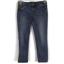 Cache Womens Jeans Size 2 Medium Wash Crop Embellished Distressed Stretch Denim - £15.98 GBP