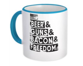 Beer Guns Bacon Freedom : Gift Mug Funny Poster For Wall Decor USA Flag America - £12.70 GBP