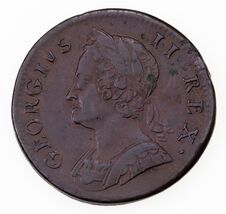 1748 Great Britain 1/2 Penny Coin in Very Fine Conditon KM # 579.2 - $152.43