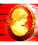 Gold plated celluloid vintage cameo - $42.07 CAD