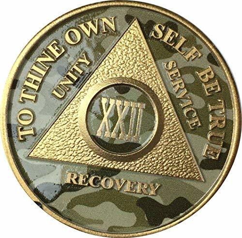 22 Year AA Medallion Camo Gold Plated Anniversary Chip Camouflage Color