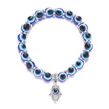 Classic Blue Evil Eyes Palm Butterfly Pendant Bracelet Wishing Elastic Rope Chai - £2.35 GBP+