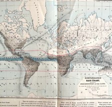 Map Of The World 1884 Hyetographic Rain Charts Victorian Lithograph DWP3D - £48.89 GBP